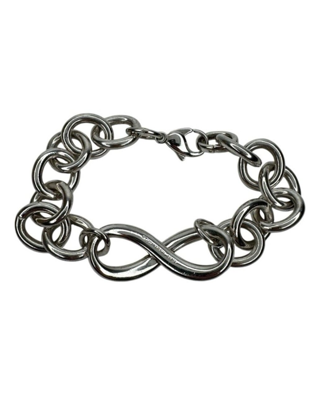 Tiffany & Co. Sterling Silver Infinity Chunky Chain Link Bracelet 925 Italy 7”